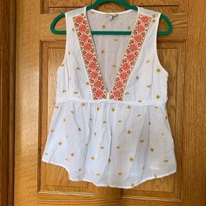 Lucky Brand White Sleeveless Top Size L